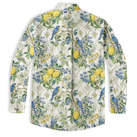 Tropical Fruits Aloha Hawaiian Button Up Long Sleeve Shirt, Summer Beach Aloha Hawaii Shirt - The Palmix