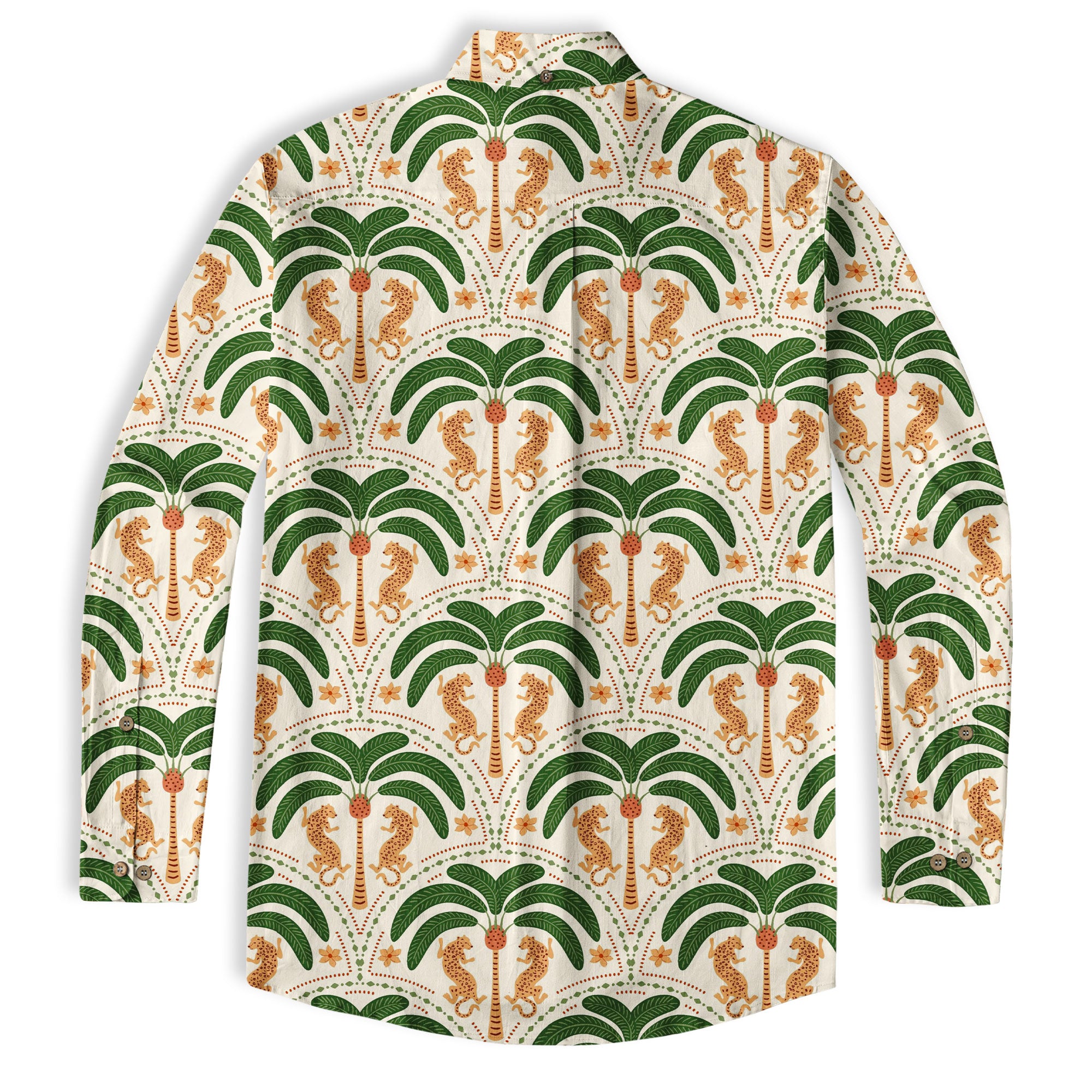 Tropical Fruits Aloha Hawaiian Button Up Long Sleeve Shirt, Summer Beach Aloha Hawaii Shirt - The Palmix