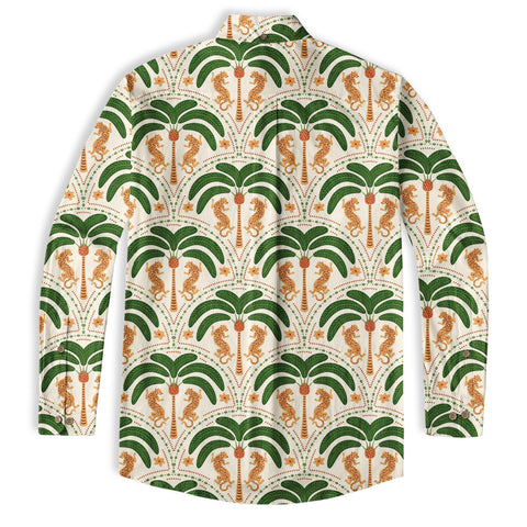 Tropical Fruits Aloha Hawaiian Button Up Long Sleeve Shirt, Summer Beach Aloha Hawaii Shirt - The Palmix