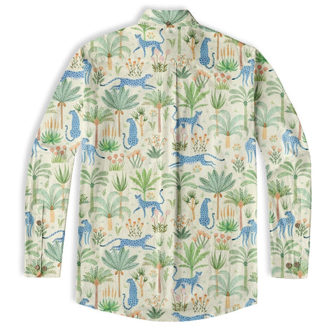 Tropical Fruits Aloha Hawaiian Button Up Long Sleeve Shirt, Summer Beach Aloha Hawaii Shirt - The Palmix