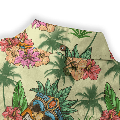 Gods Tiki Pattern Hawaii Long Sleeve Shirt - The Palmix