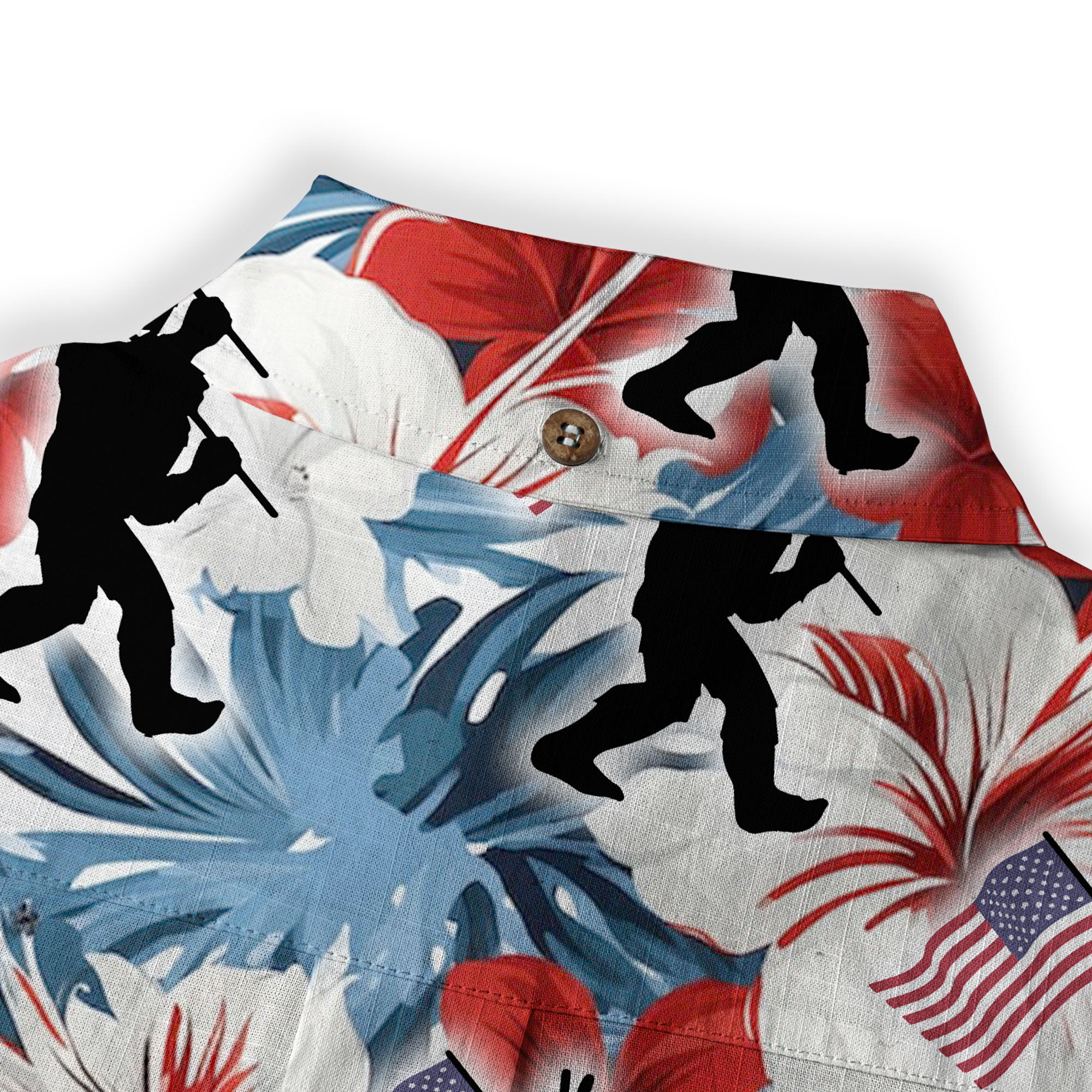 Bigfoot American Flag 4th of July Hawaiian Shirt, Bigfoot Aloha Shirt, Amazing Bigfoot Button Up Shirt - The Palmix