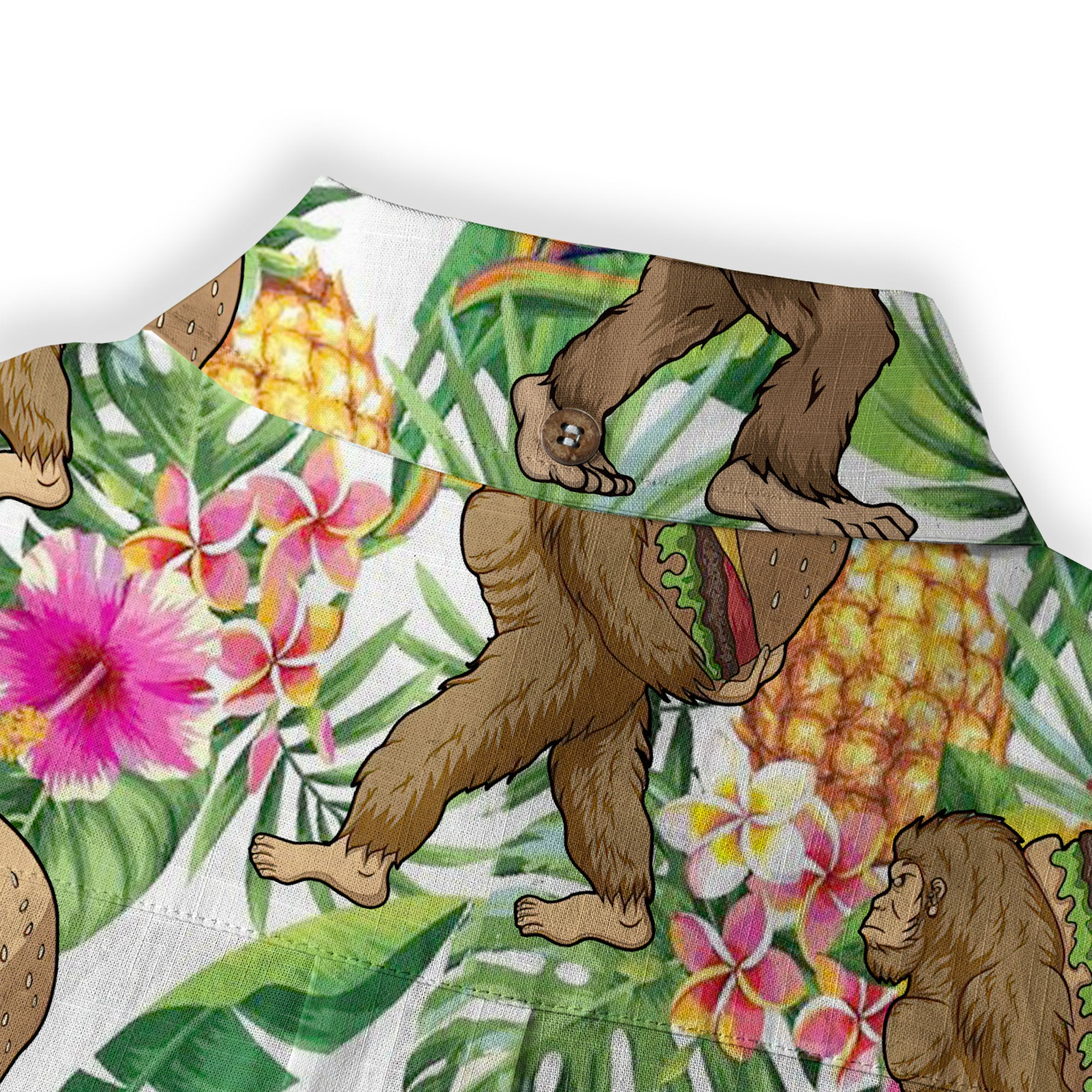 Bigfoot Burger Hawaiian Shirts for Men, Bigfoot Aloha Pattern Button Down Short Sleeve - The Palmix
