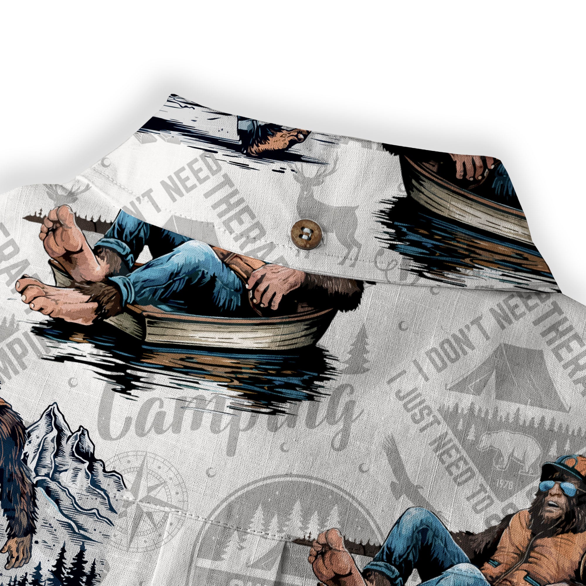 Bigfoot Camping Hawaiian Shirts for Men, Camping Button Down Short Sleeve - The Palmix