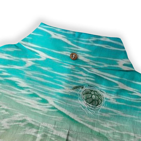Turtle Mens Hawaiian Long Sleeve Shirt, Turtle Casual Button Down Long Sleeve - The Palmix
