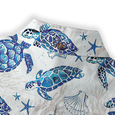 Turtle Mens Hawaiian Long Sleeve Shirt, Turtle Casual Button Down Long Sleeve - The Palmix