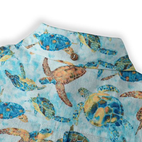 Turtle Hawaiian Long Sleeve Shirt for Men, Ocean Hawaiian Long Shirt - The Palmix