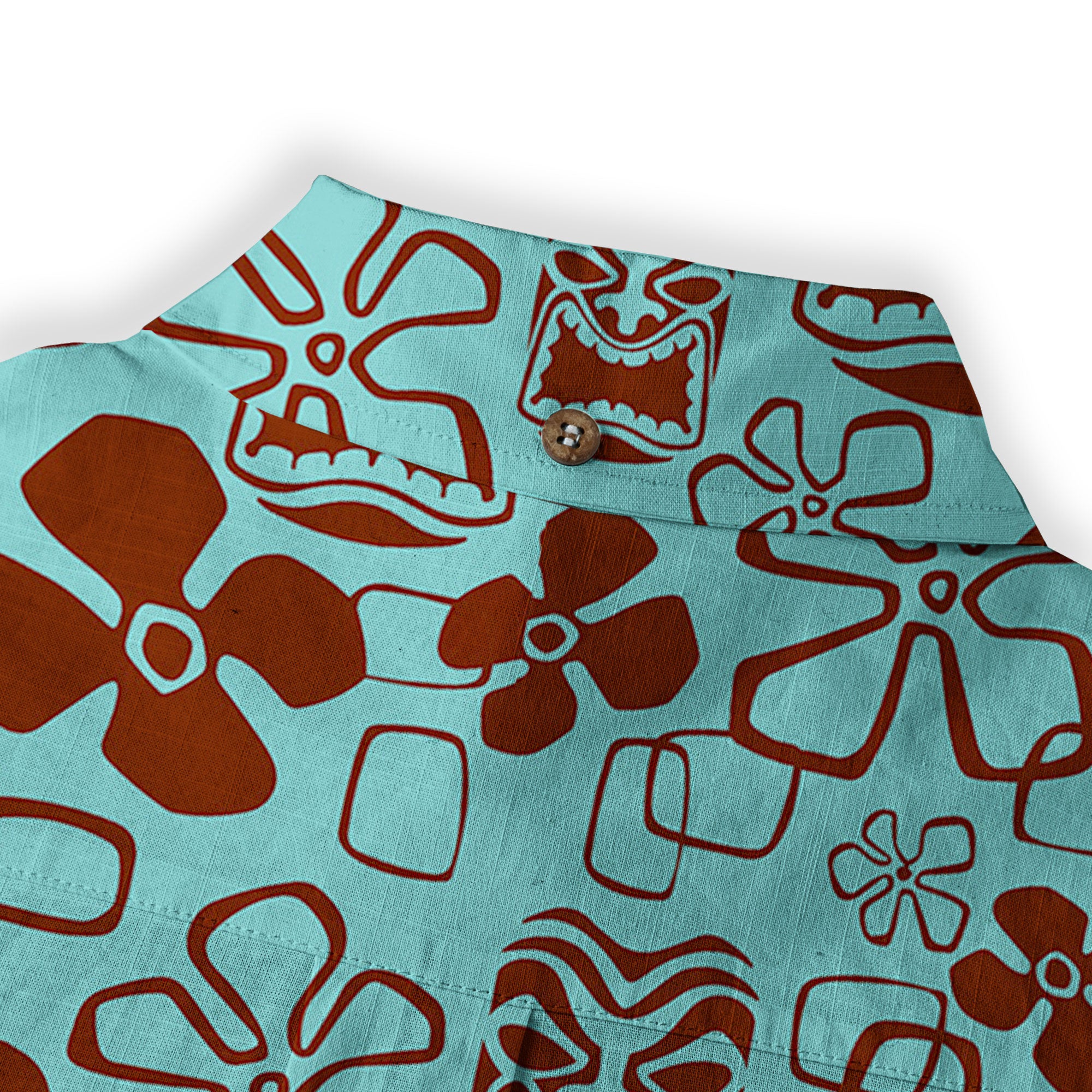 Tiki Mask Pattern Hawaiian Shirt, Floral Pattern Shirt - The Palmix