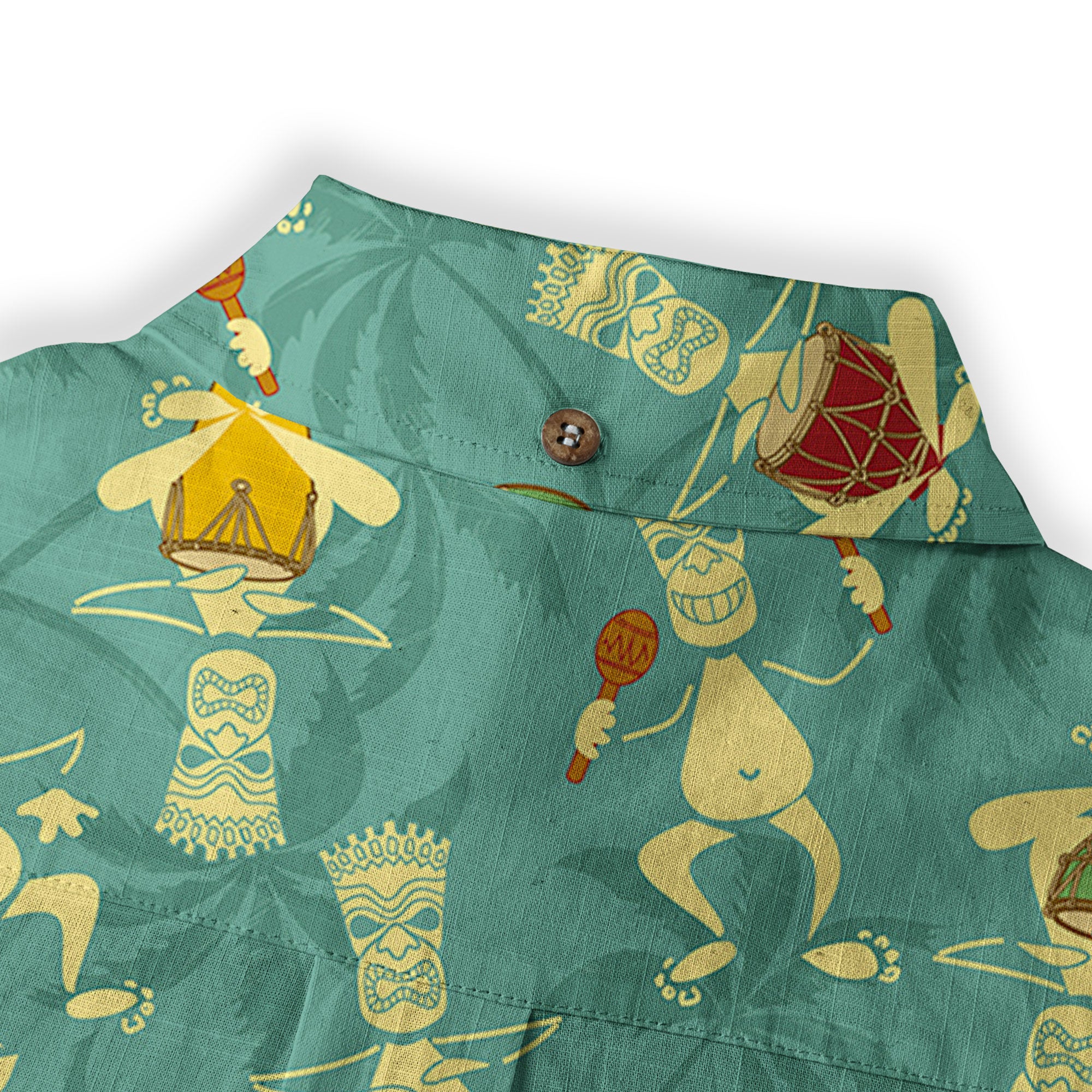 Tiki Mask Pattern Hawaiian Shirt, Floral Pattern Shirt - The Palmix