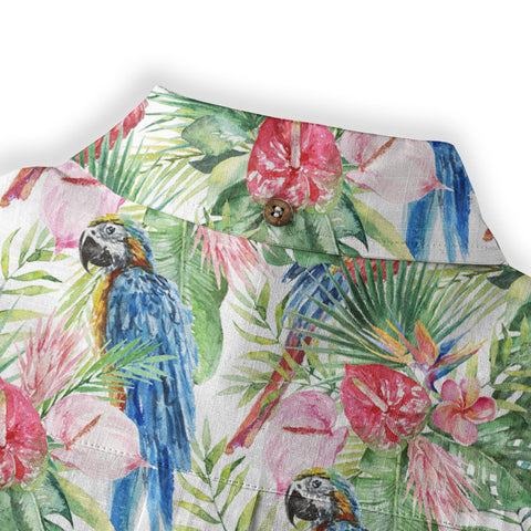 Tropical Parrot Summer Hawaiian Shirt, Colorful Parrot Flowers Pattern Hawaii Shirt - The Palmix