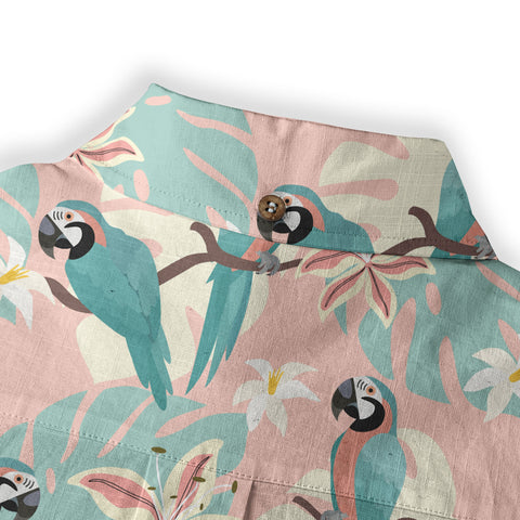 Tropical Parrot Summer Hawaiian Shirt, Colorful Parrot Flowers Pattern Hawaii Shirt - The Palmix