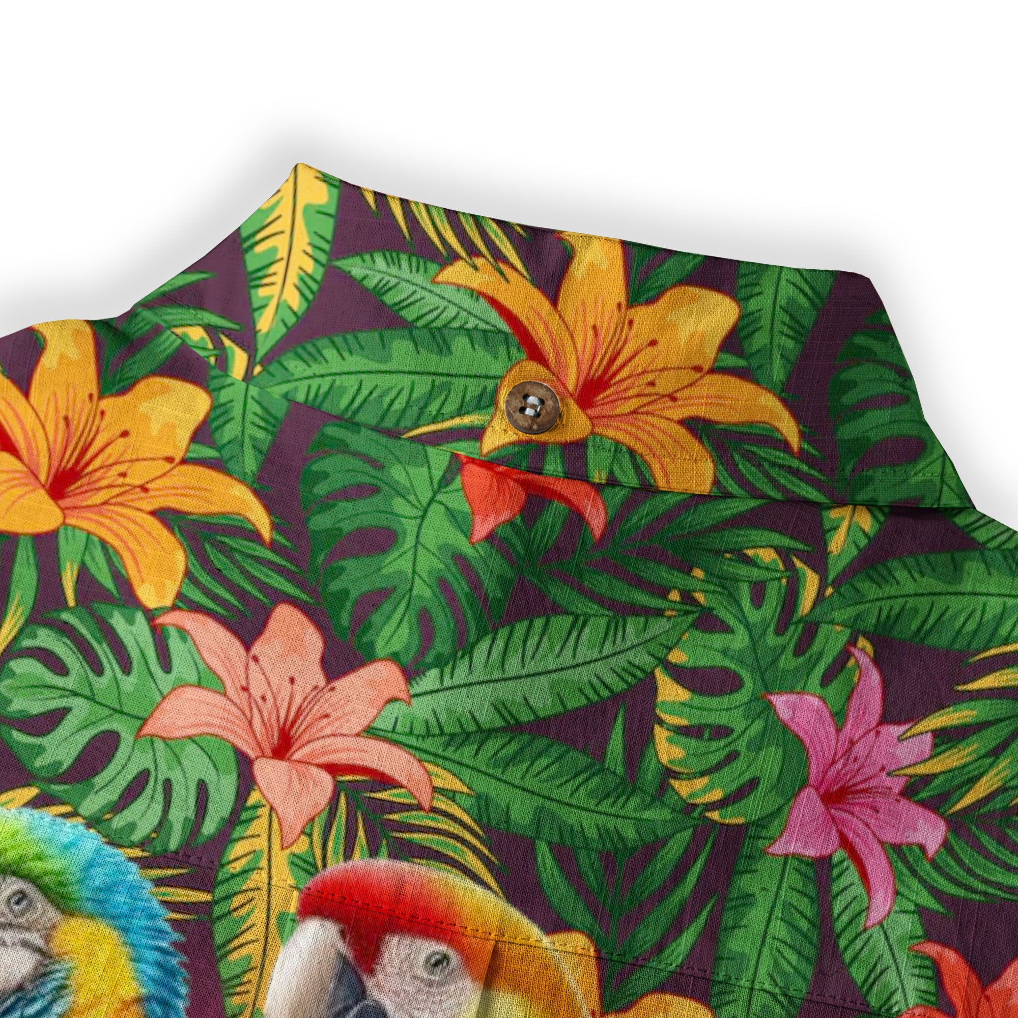 Tropical Parrot Summer Hawaiian Button Down Shirt, Parrot Flowers Pattern Hawaii Shirt - The Palmix