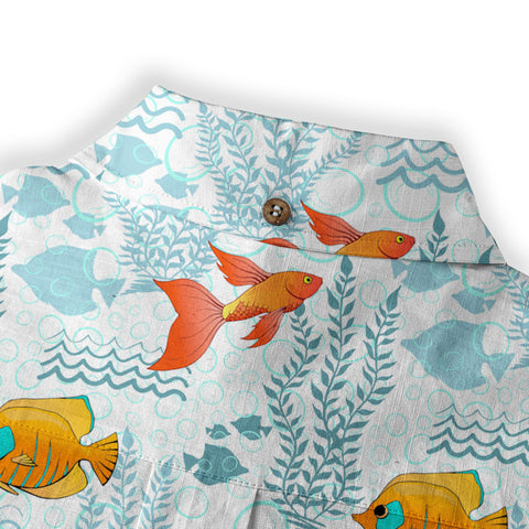 Sea Ocean Fish Women's Hawaiian Shirt, Sea Ocean Fish Print - The Palmix