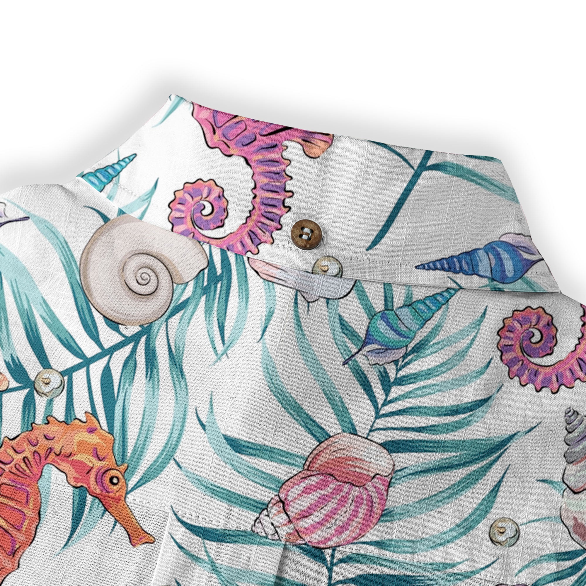 Ocean Animals Women's Hawaiian Shirt, Ocean Theme Hawaiian Print - The Palmix