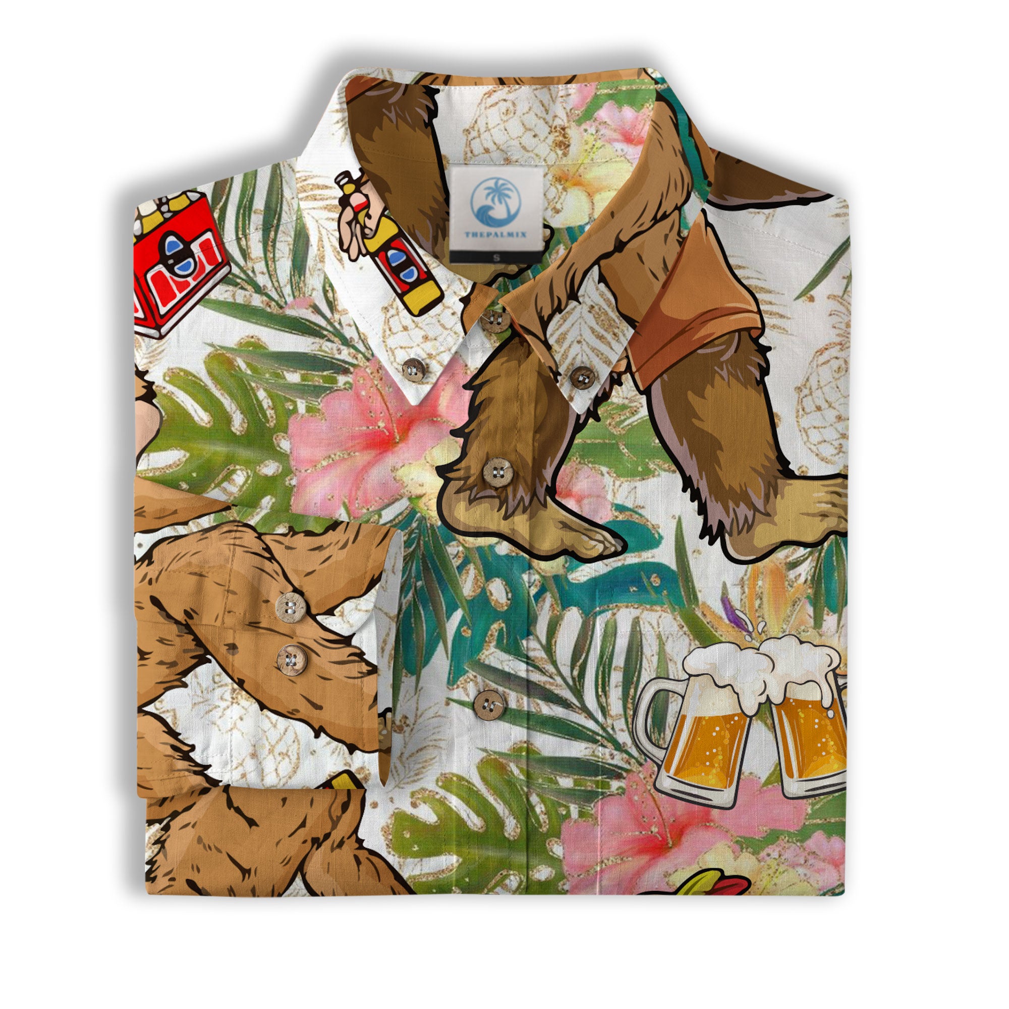 Bigfoot Beer Hawaiian Shirt, Tropical Beer Hawaiian Shirt Casual Button Down Short Sleeve Shirt - The Palmix
