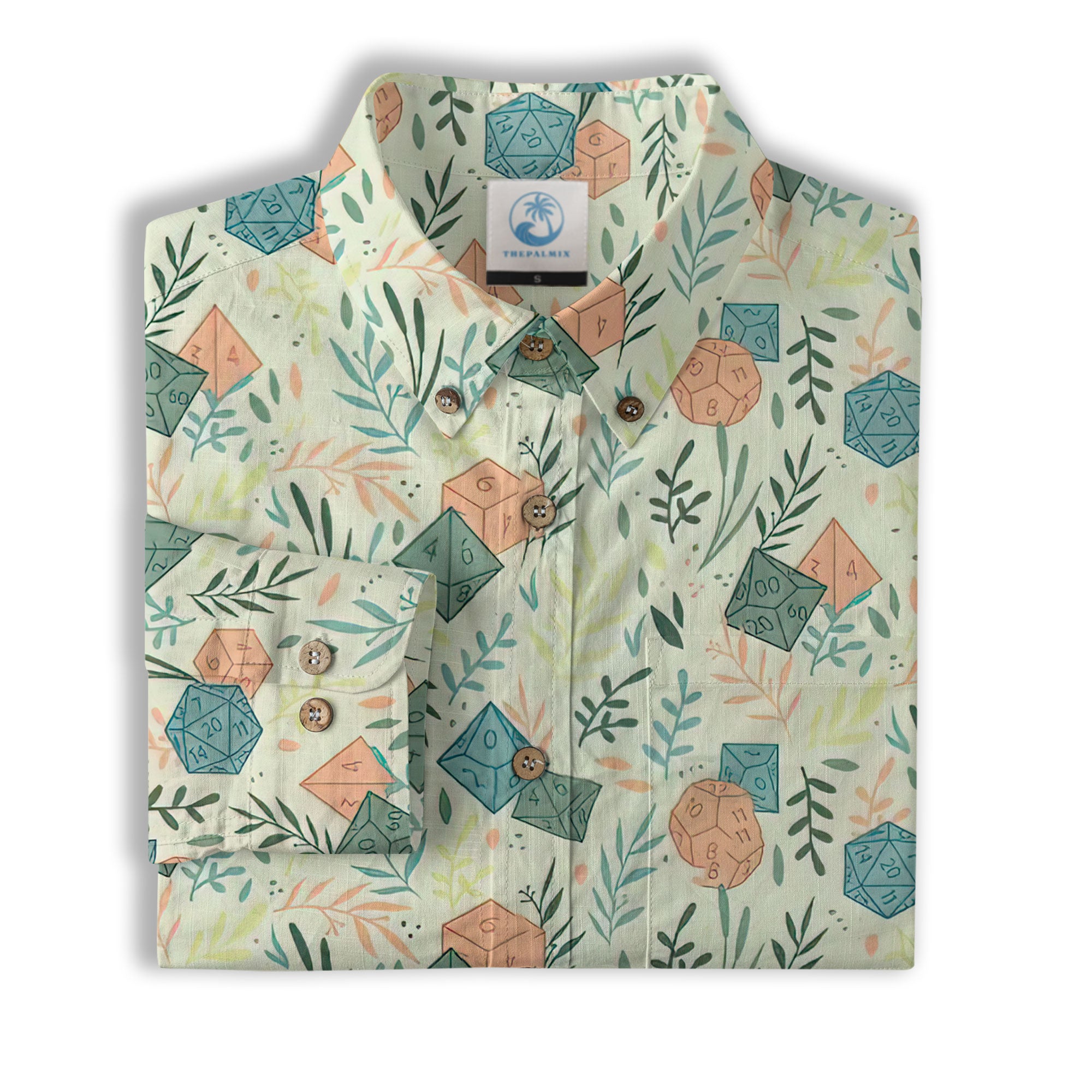 DD Dungeon Master Hawaiian Long Sleeve Shirt Dice Set Tabletop Games Button up Shirt Gifts - The Palmix