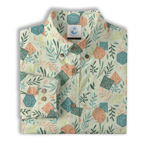 DD Dungeon Master Hawaiian Long Sleeve Shirt Dice Set Tabletop Games Button up Shirt Gifts - The Palmix