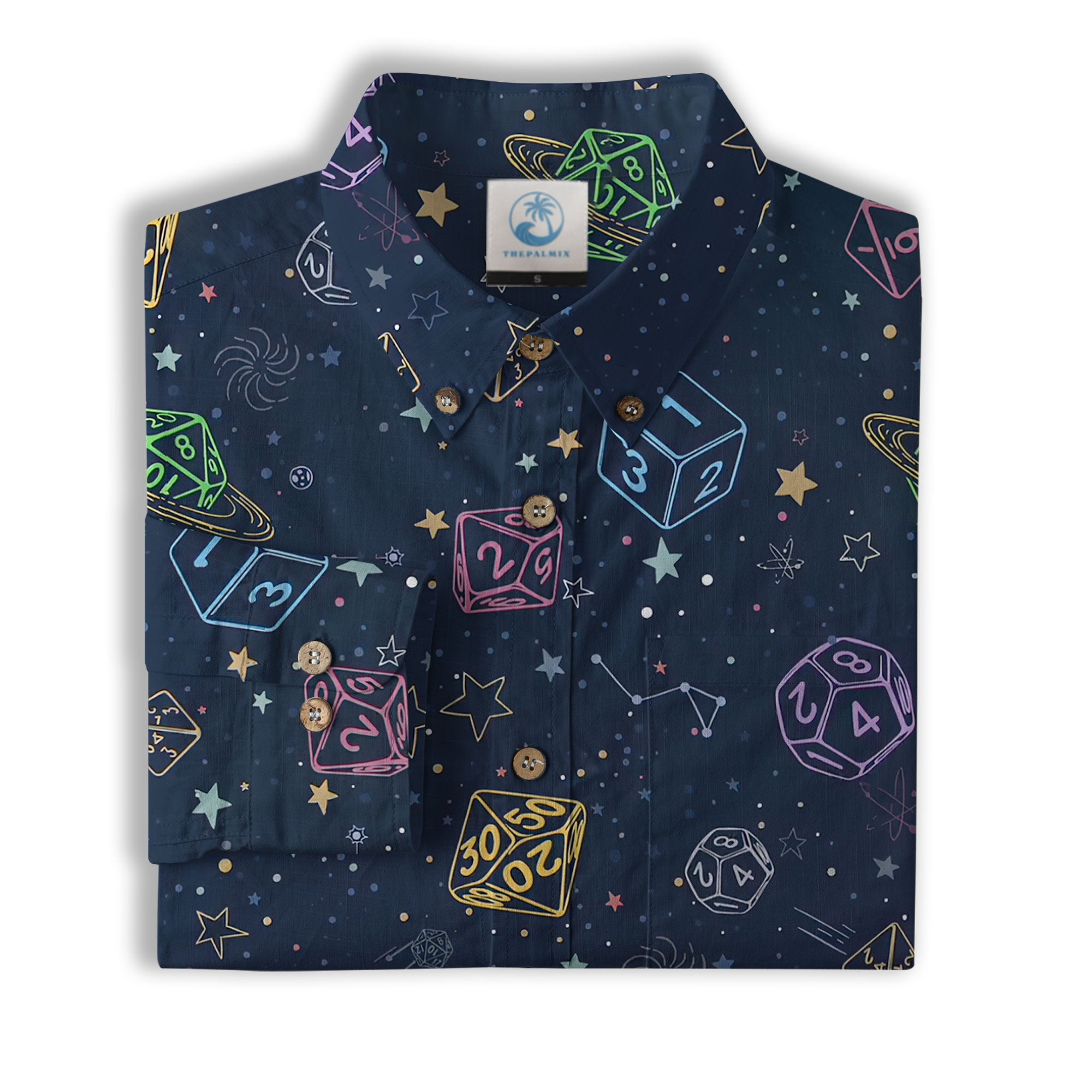 DD Dungeon Master Hawaiian Long Sleeve Shirt Dice Set Tabletop Games Button up Shirt Gifts - The Palmix