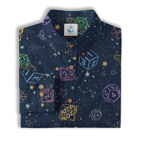 DD Dungeon Master Hawaiian Long Sleeve Shirt Dice Set Tabletop Games Button up Shirt Gifts - The Palmix
