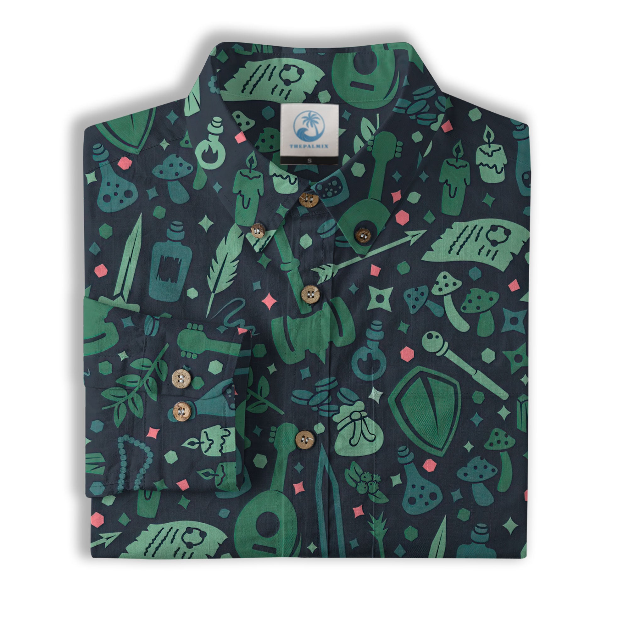 DD Dungeon Master Hawaiian Long Sleeve Shirt Dice Set Tabletop Games Button up Shirt Gifts - The Palmix
