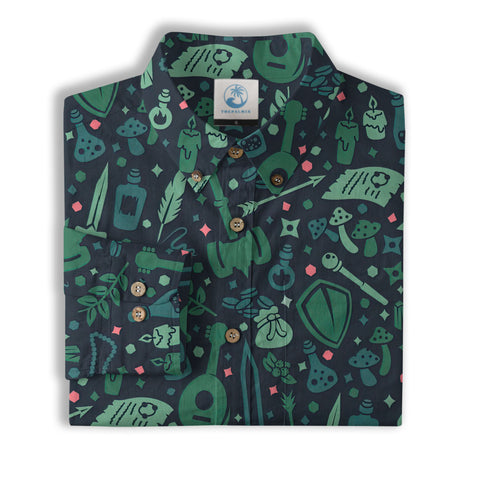 DD Dungeon Master Hawaiian Long Sleeve Shirt Dice Set Tabletop Games Button up Shirt Gifts - The Palmix