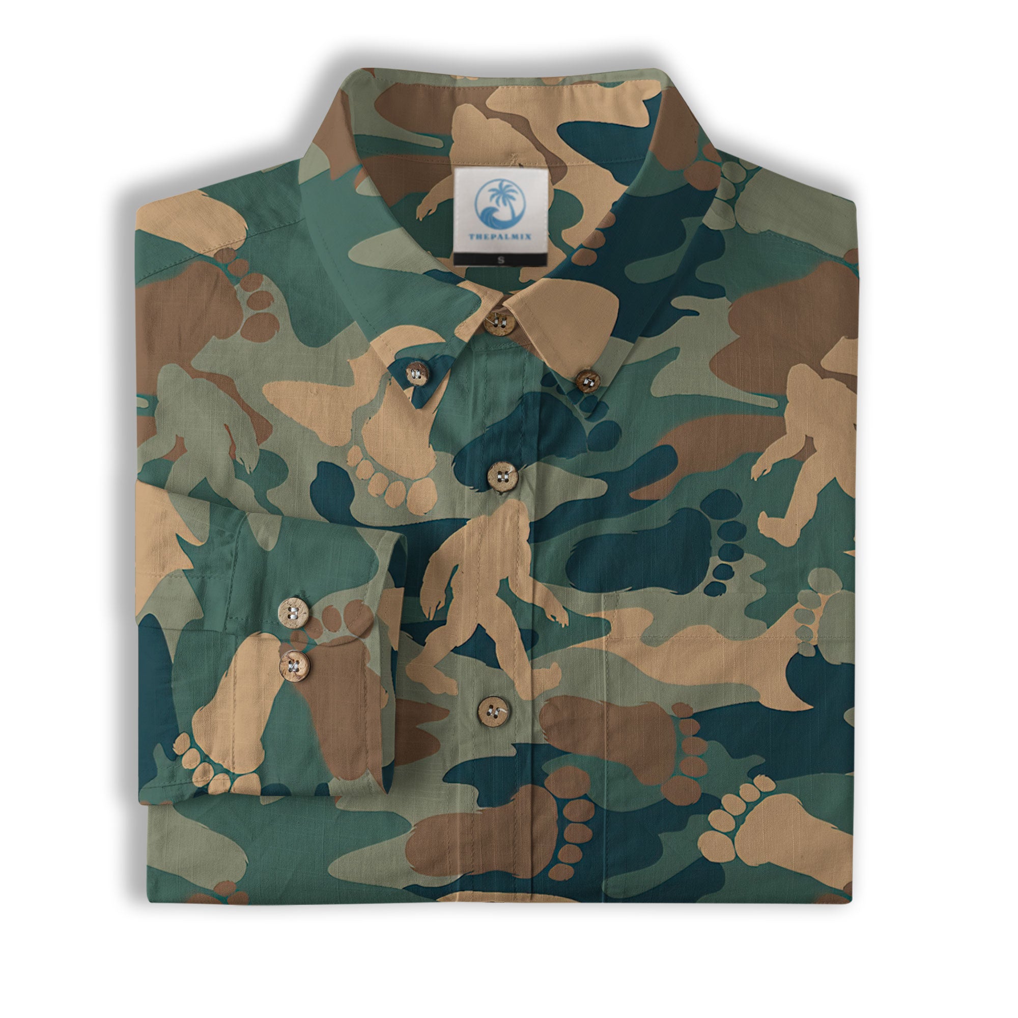 Camo Bigfoot Hawaiian Shirt Men Women, Hibiscus Bigfoot Sasquatch Hawaiian Shirt, Bigfoot Summer Beach Aloha Short Sleeve Button Down - The Palmix