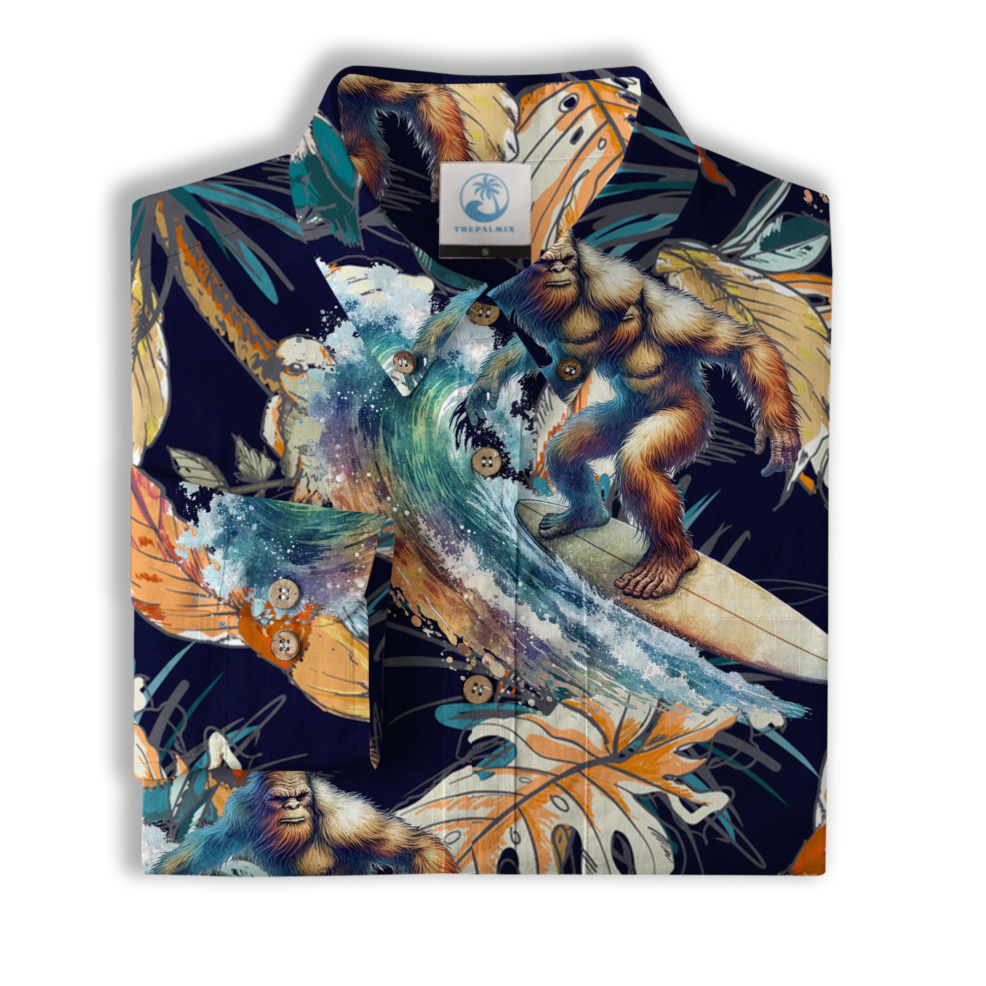 Camo Bigfoot Hawaiian Shirt Men Women, Hibiscus Bigfoot Sasquatch Hawaiian Shirt, Bigfoot Summer Beach Aloha Short Sleeve Button Down - The Palmix