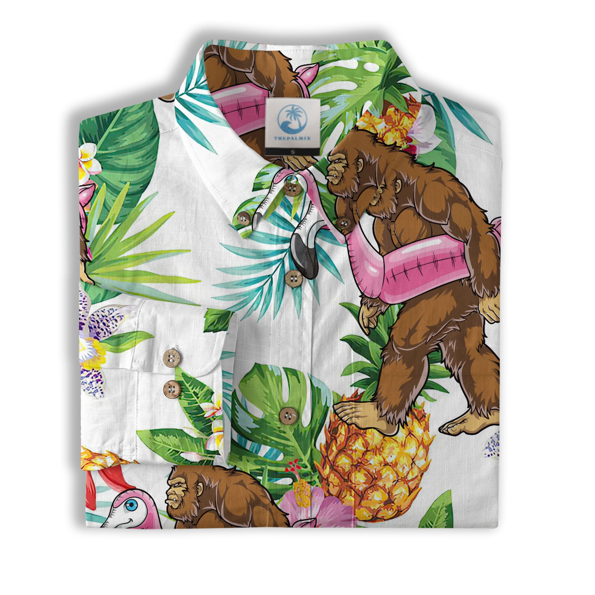 Camo Bigfoot Hawaiian Shirt Men Women, Hibiscus Bigfoot Sasquatch Hawaiian Shirt, Bigfoot Summer Beach Aloha Short Sleeve Button Down - The Palmix