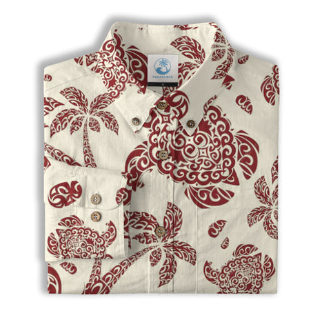 Turtle Floral Aloha Beach Long Sleeve Shirt, Ocean Turtle Long Shirt - The Palmix