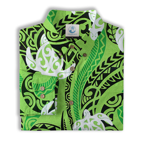 Turtle Floral Aloha Beach Long Sleeve Shirt, Ocean Turtle Long Shirt - The Palmix