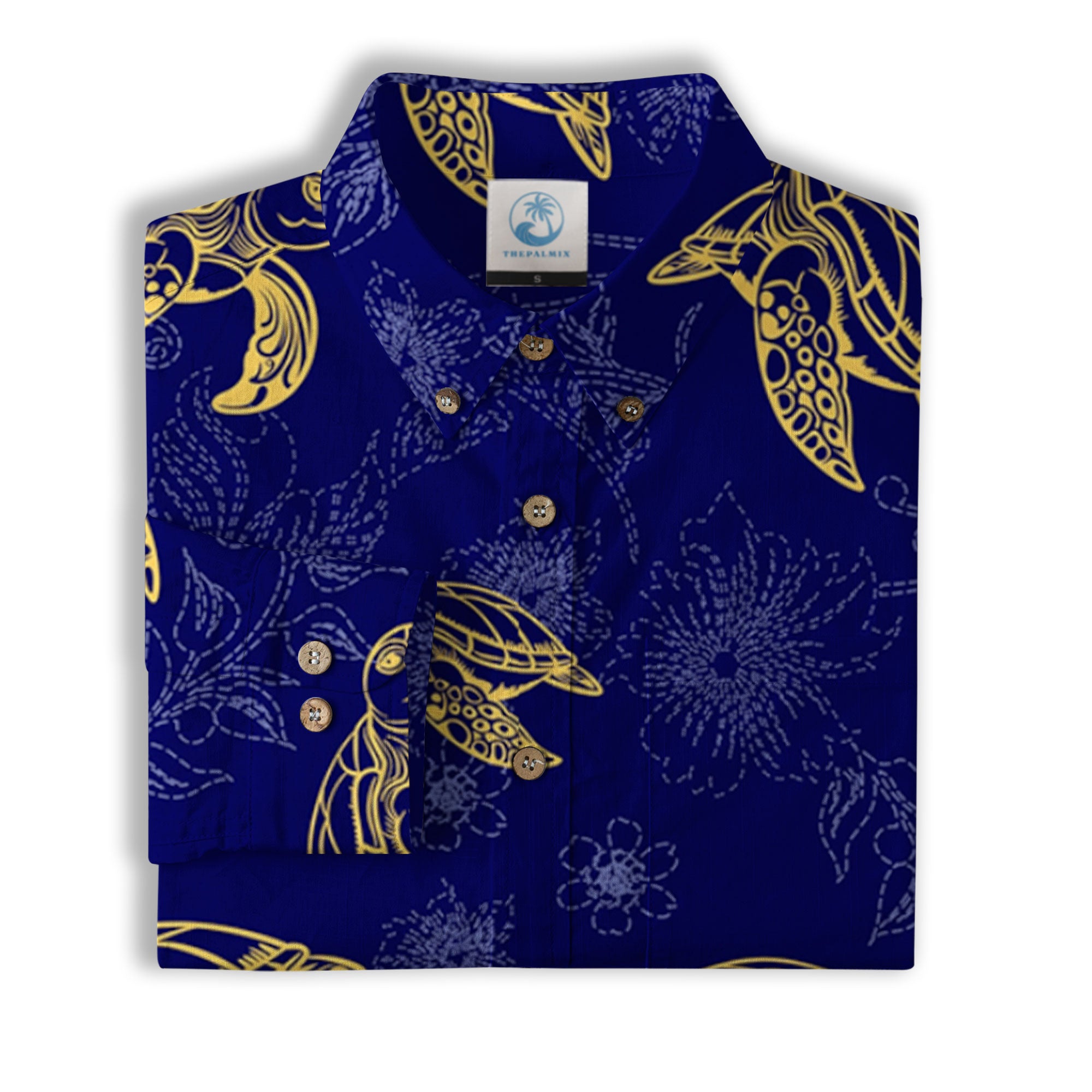 Turtle Hawaiian Long Sleeve Shirt for Men, Ocean Hawaiian Long Shirt - The Palmix