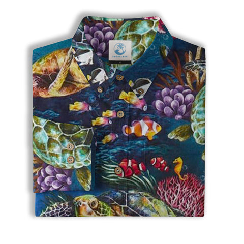 Tropical Turtle Hawaiian Shirts for Men Women, Sea Turtle Aloha Summer Beach Shirt - The Palmix