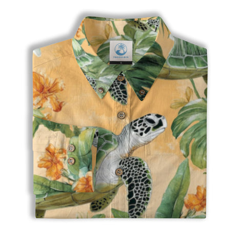 Tropical Turtle Hawaiian Shirts for Men Women, Sea Turtle Aloha Summer Beach Shirt - The Palmix