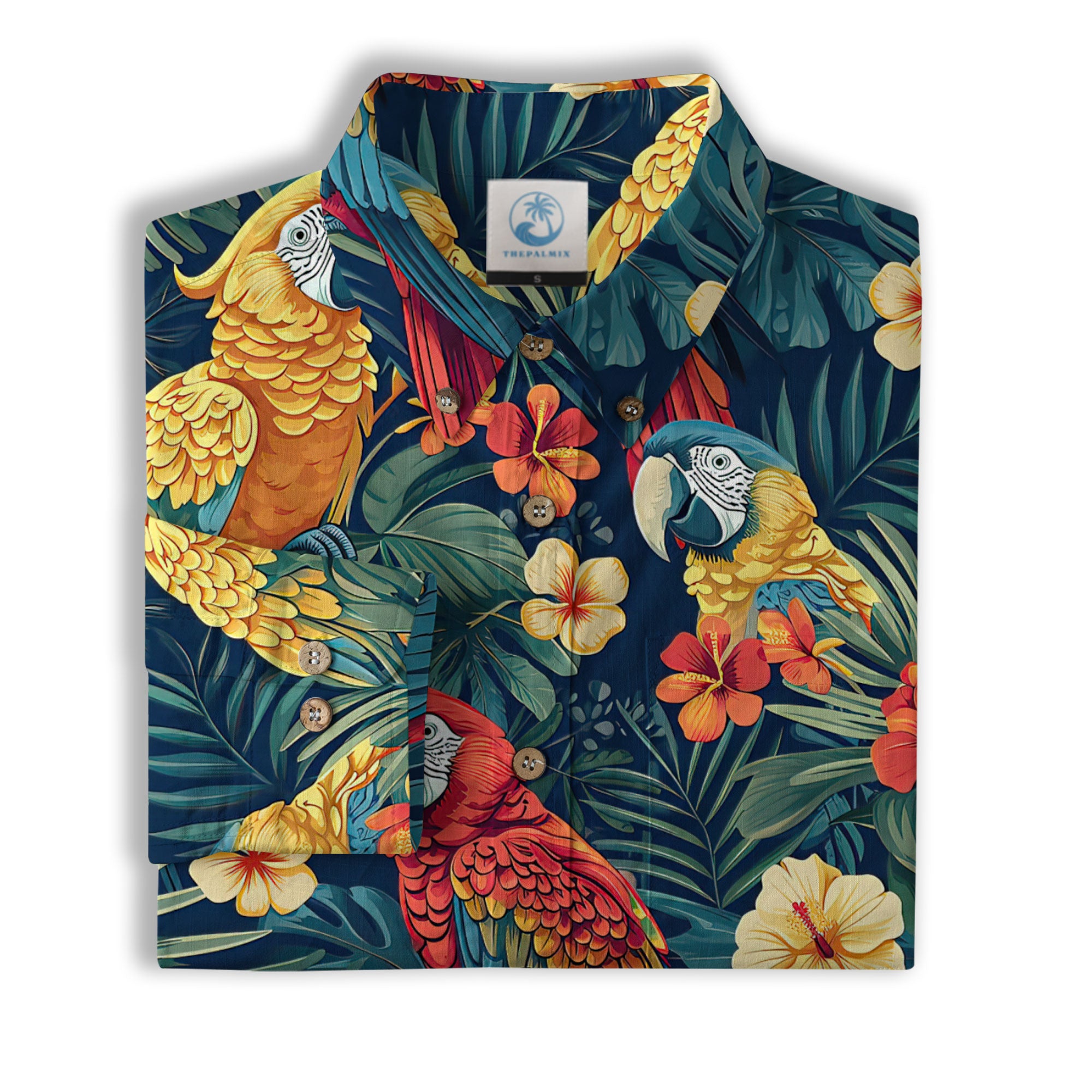 Floral Parrot Summer Beach Hawaiian Shirt, Colorful Parrot Pattern Hawaii Shirt - The Palmix