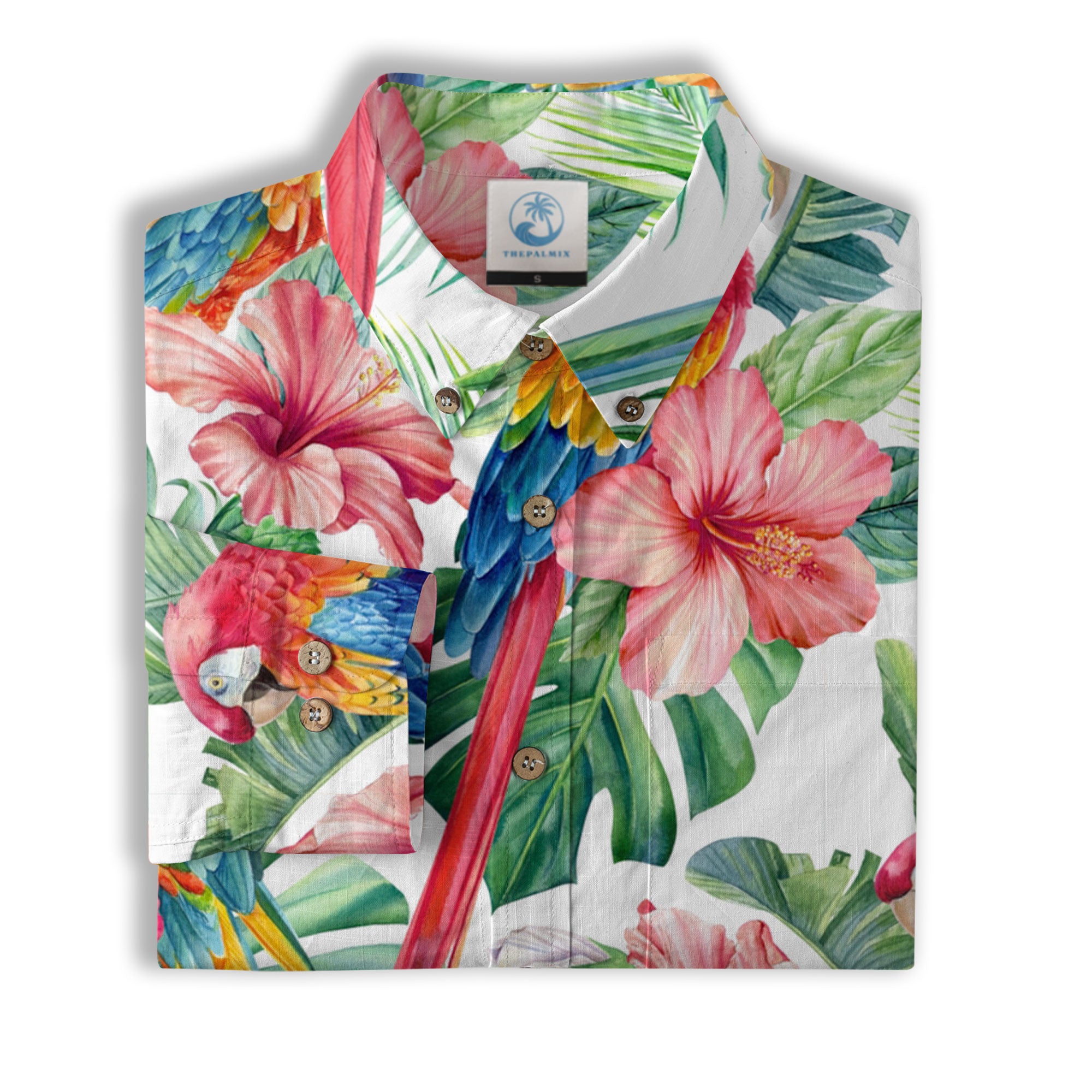 Floral Parrot Summer Beach Hawaiian Shirt, Colorful Parrot Pattern Hawaii Shirt - The Palmix