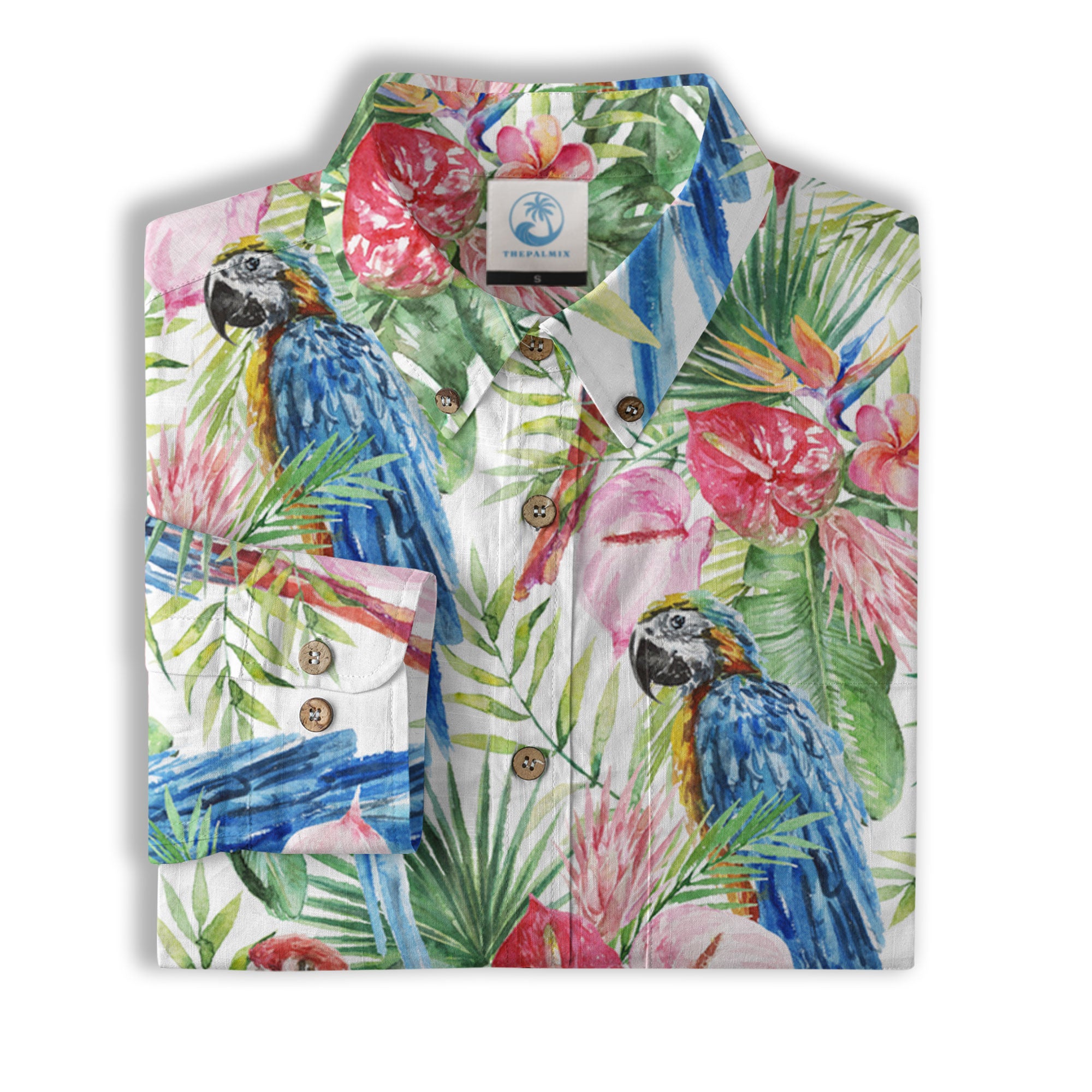 Tropical Parrot Summer Hawaiian Shirt, Colorful Parrot Flowers Pattern Hawaii Shirt - The Palmix