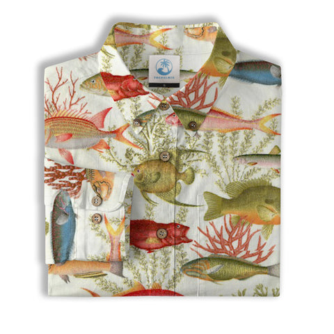 Sea Ocean Fish Women's Hawaiian Shirt, Sea Ocean Fish Print - The Palmix