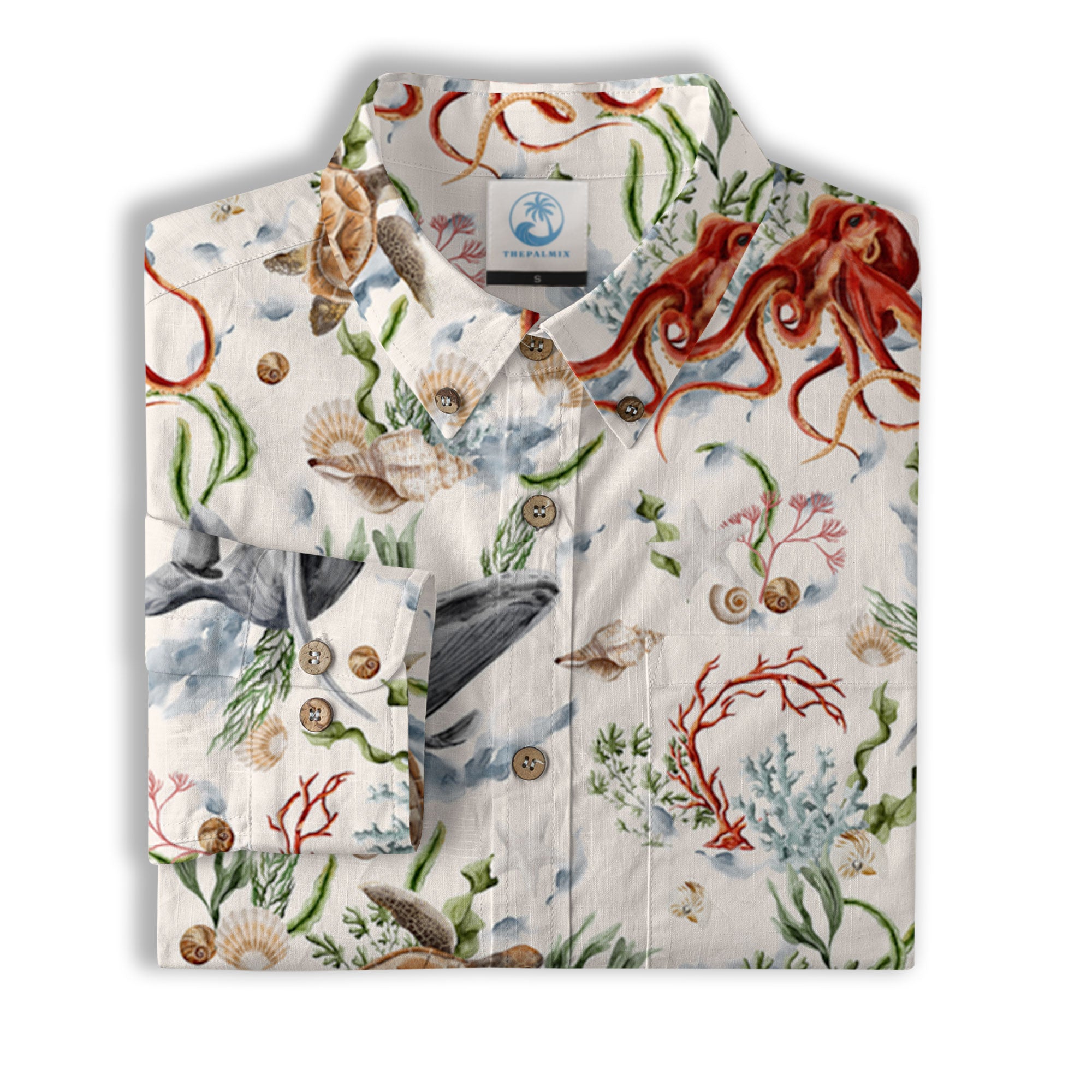 Sea Ocean Fish Women's Hawaiian Shirt, Sea Ocean Fish Print - The Palmix