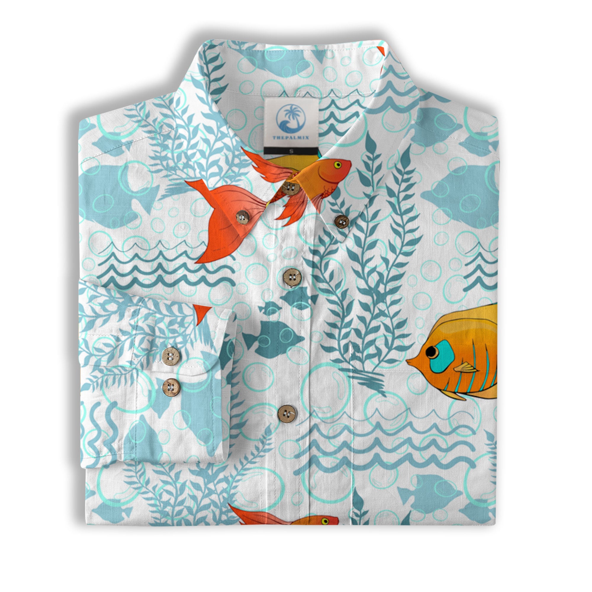 Sea Ocean Fish Women's Hawaiian Shirt, Sea Ocean Fish Print - The Palmix