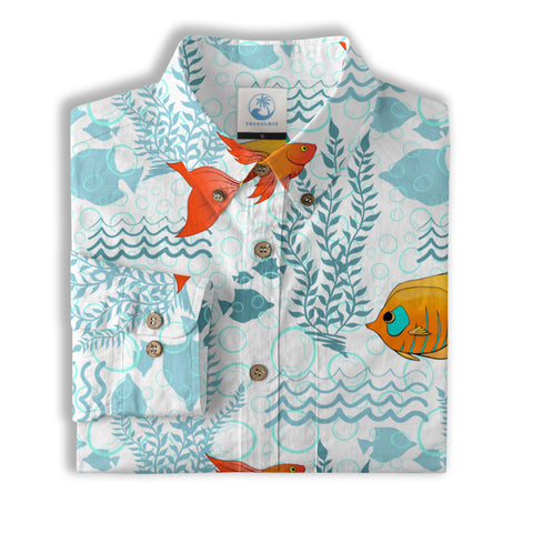 Sea Ocean Fish Women's Hawaiian Shirt, Sea Ocean Fish Print - The Palmix