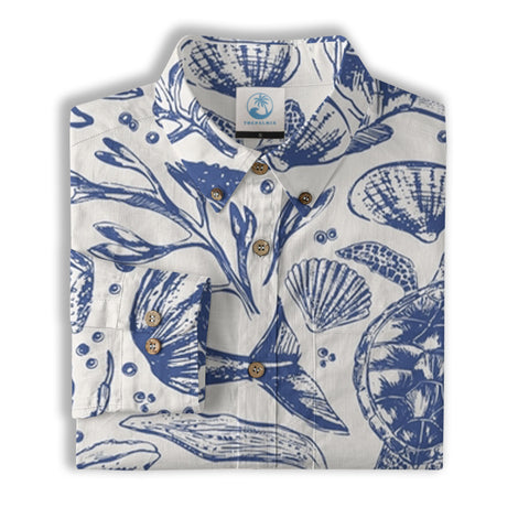 Ocean Animal Pattern Hawaii Shirt, Turtle Hawaiian Shirt for Men Women - The Palmix