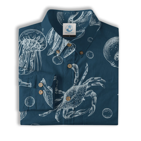 Sea Shells Animal Pattern Hawaii Shirt, Turtle Sea Shells Hawaiian Shirt for Men Women - The Palmix
