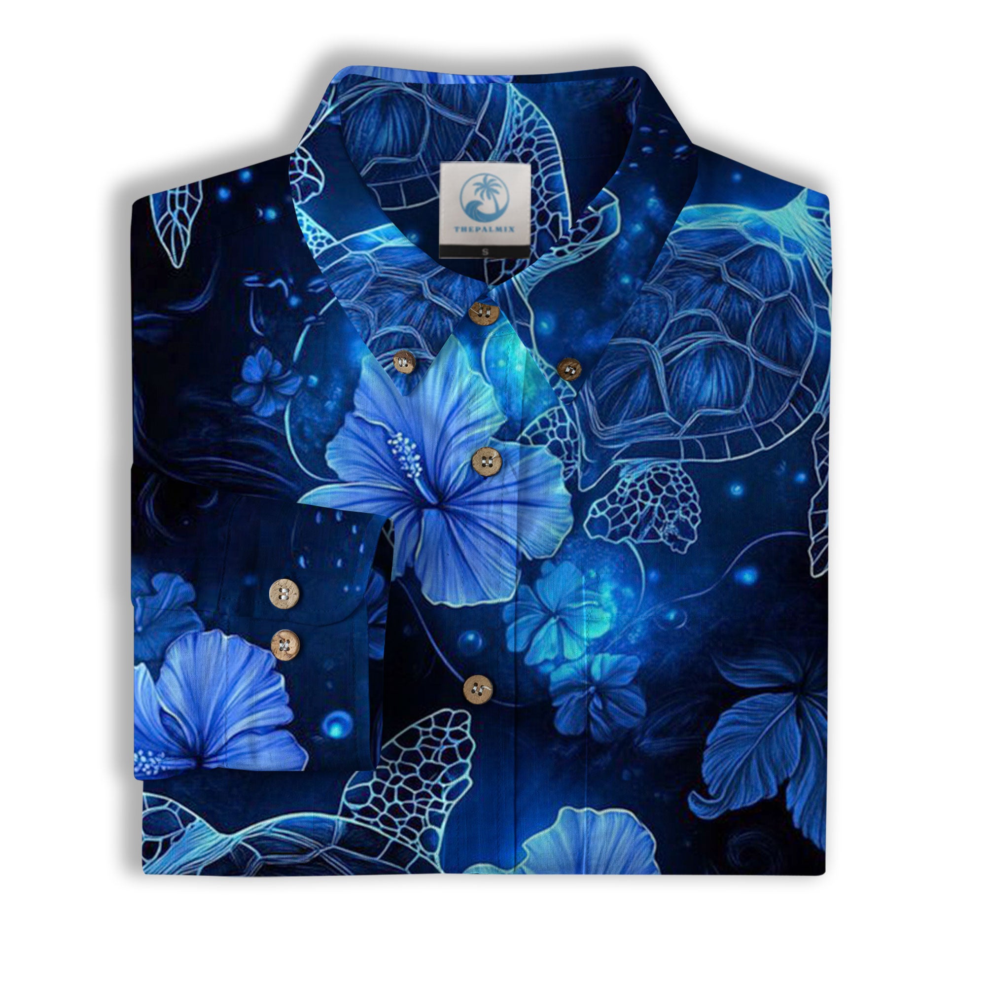 Ocean Animals Hawaiian Button Up Long Sleeve Shirt, Sea Hawaii Shirt - The Palmix
