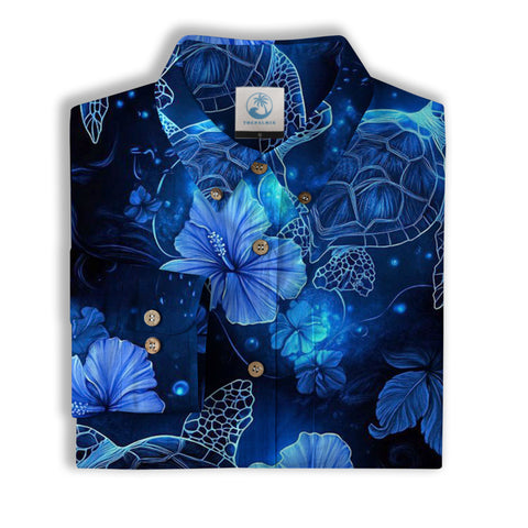 Ocean Animals Hawaiian Button Up Long Sleeve Shirt, Sea Hawaii Shirt - The Palmix