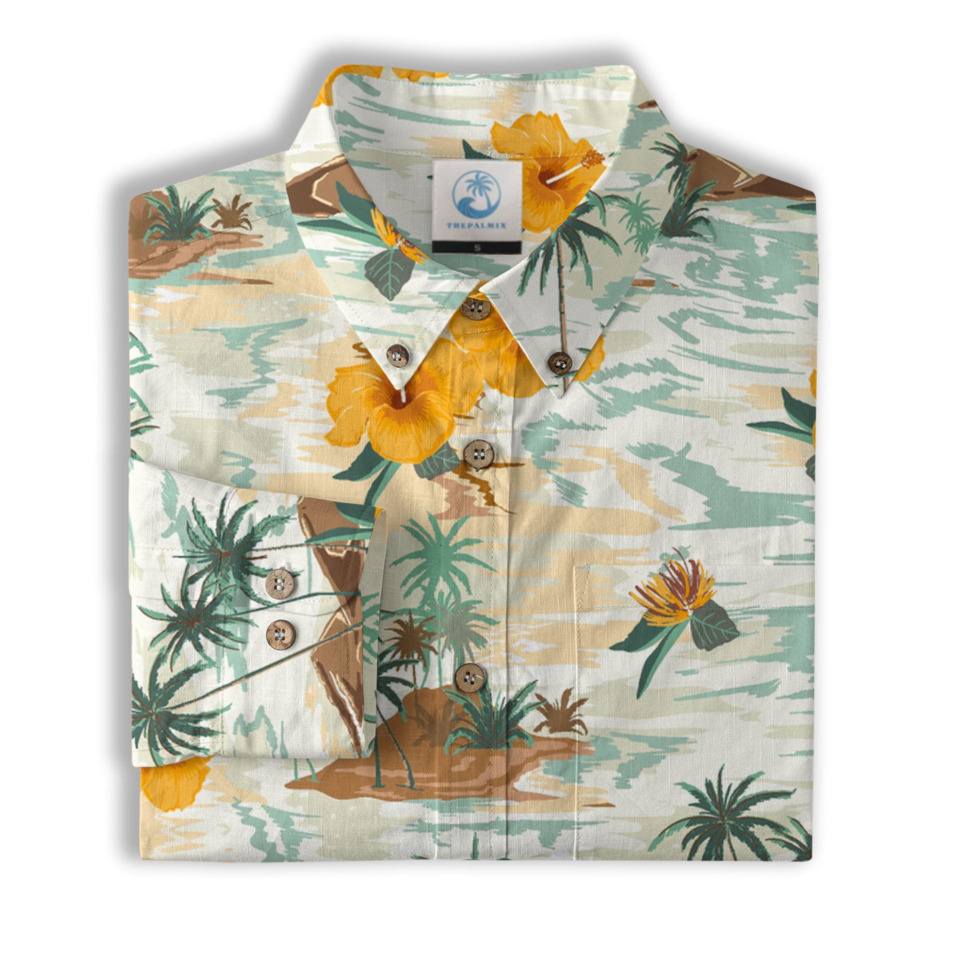 Ocean Animals Hawaiian Button Up Long Sleeve Shirt, Sea Hawaii Shirt - The Palmix