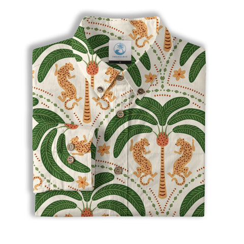 Tropical Fruits Aloha Hawaiian Button Up Long Sleeve Shirt, Summer Beach Aloha Hawaii Shirt - The Palmix