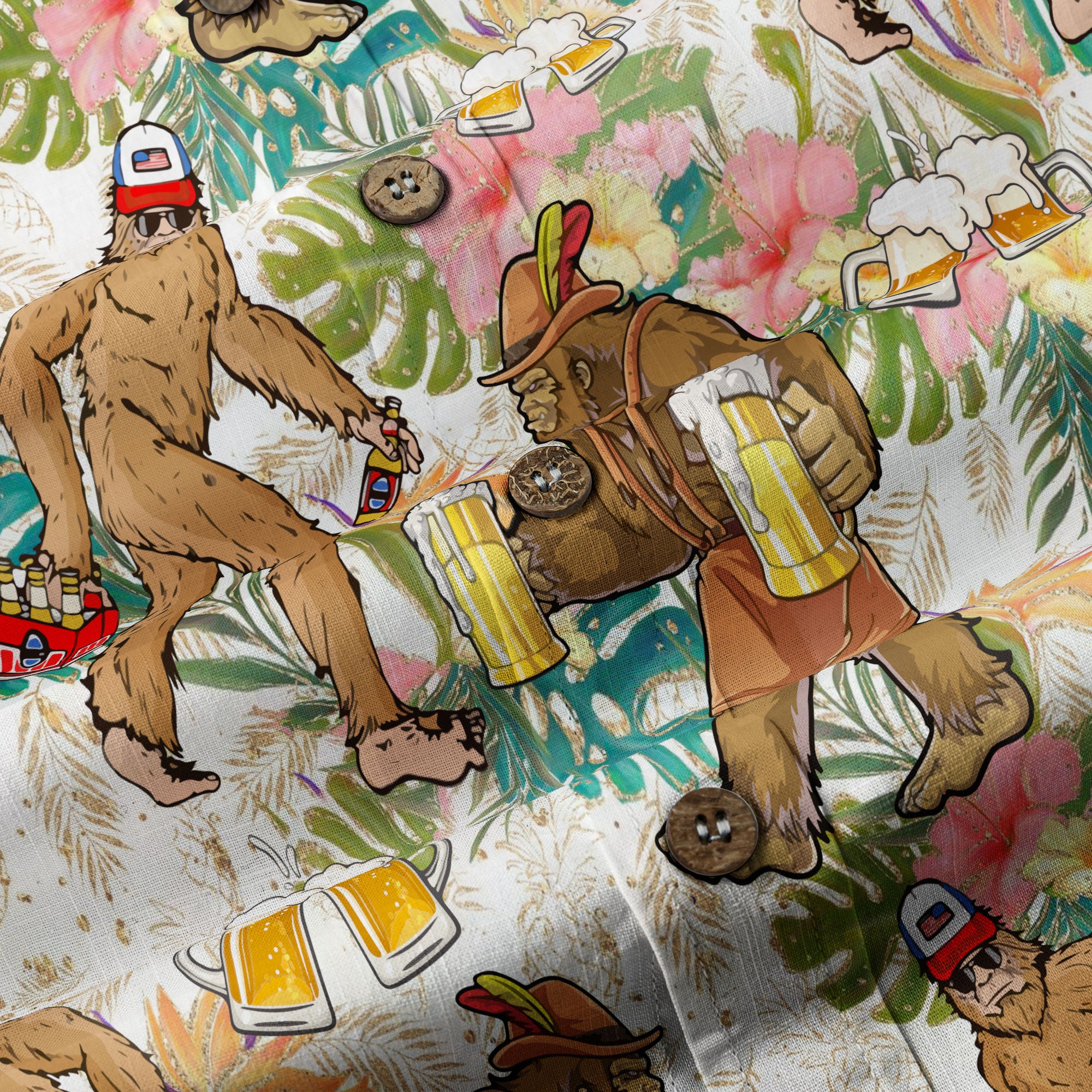 Bigfoot Beer Hawaiian Shirt, Tropical Beer Hawaiian Shirt Casual Button Down Short Sleeve Shirt - The Palmix