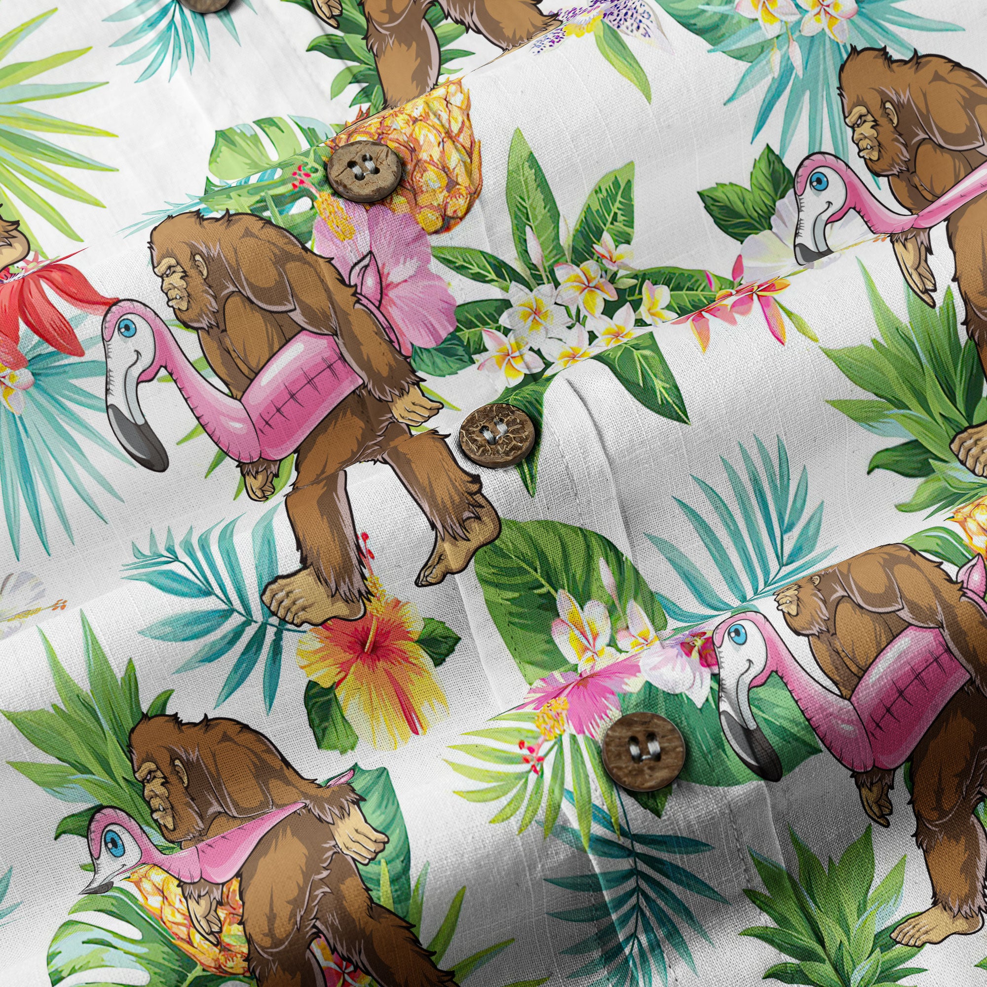 Camo Bigfoot Hawaiian Shirt Men Women, Hibiscus Bigfoot Sasquatch Hawaiian Shirt, Bigfoot Summer Beach Aloha Short Sleeve Button Down - The Palmix