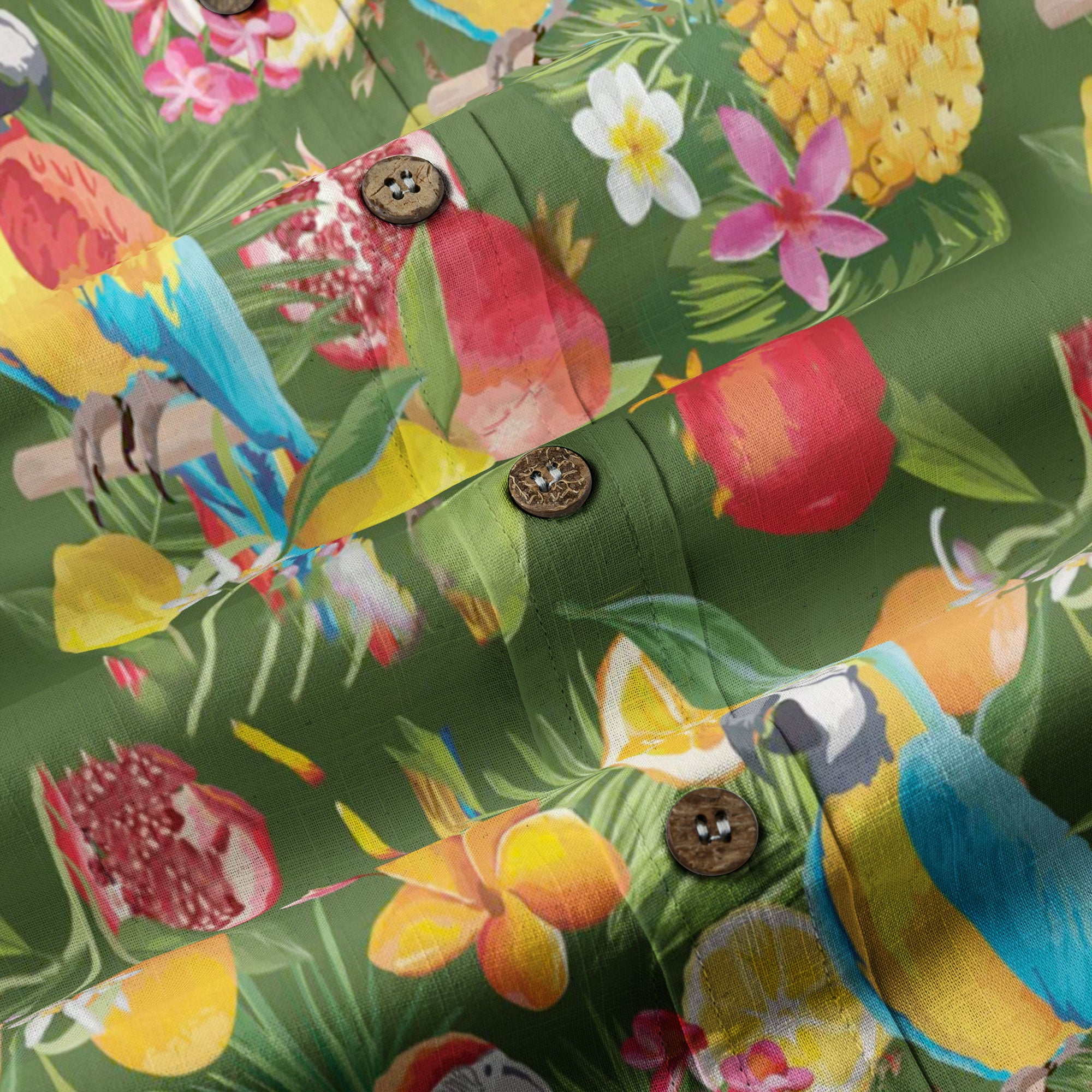 Parrot Lovers Hawaiian Long Sleeve Shirt for Men - Tropical Summer Button Down Hawaiian Shirts - The Palmix