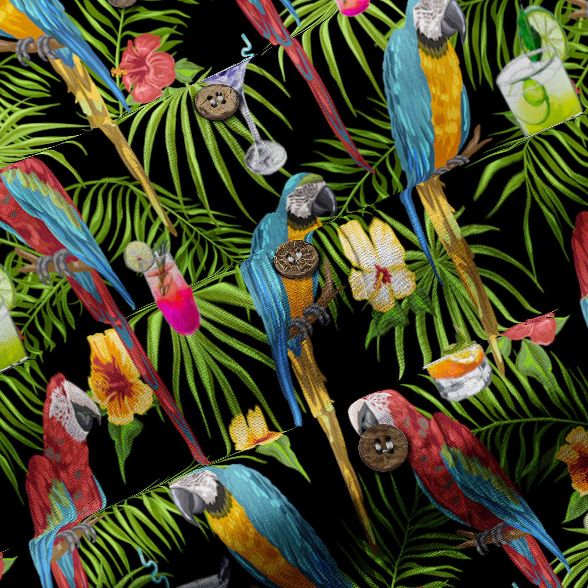 Parrot Hawaiian Long Sleeve Shirt, Tropical Hawaiian Long Shirt, Summer Hawaiian Beach Shirt - The Palmix